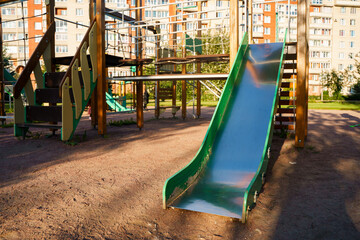 Slide on the playground in park for play time outdoor