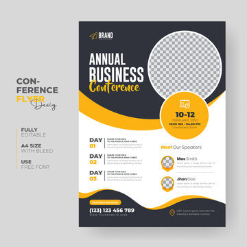 Corporate Business flyer template or Business flyer layout, Conference flyer, Editable Business flyer, A4 Flyer template Design