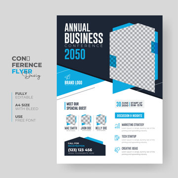 Corporate Business flyer template or Business flyer layout, Conference flyer, Editable Business flyer, A4 Flyer template Design