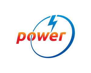 power logo. lightning symbol and power concept in ellipse. company, power logo for energy companies