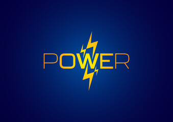 power logo. lightning symbol and word power. power concept with lightning symbol