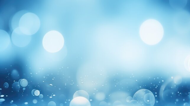 Beautiful blurred drops of water on a blue surface background