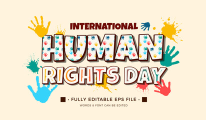 Vector flat international human rights day text effect editable