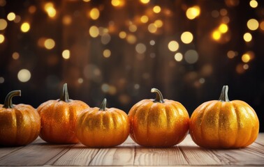 background template with free pumpkins, in the style of bokeh panorama, wood, award-winning