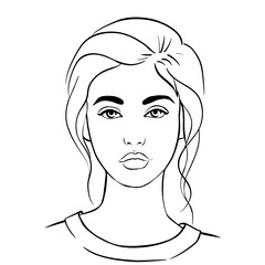 Portrait of a girl line art style full face