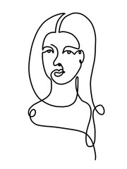 Portrait of a woman one line style full face with shoulders