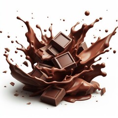  liquid chocolate and pieces splash tornado isolated on white background