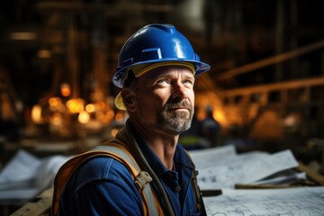 Construction Engineer with hard hat, builder and contractor worker on construction site.