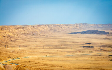Makhtesh Ramon, erosion crater landscape panorama, Negev desert, Israel