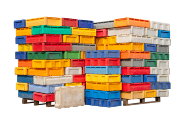 Plastic boxes for raw fish. Isolated background.