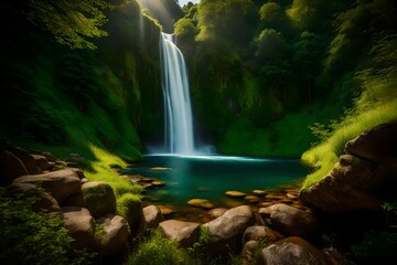 Fototapeta na wymiar waterfall in the small jungle