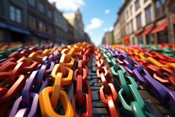 Obraz premium An artwork symbolizing the church's role in the persecution of LGBTQ+ individuals, condemning them for their sexual orientation. Generative Ai.