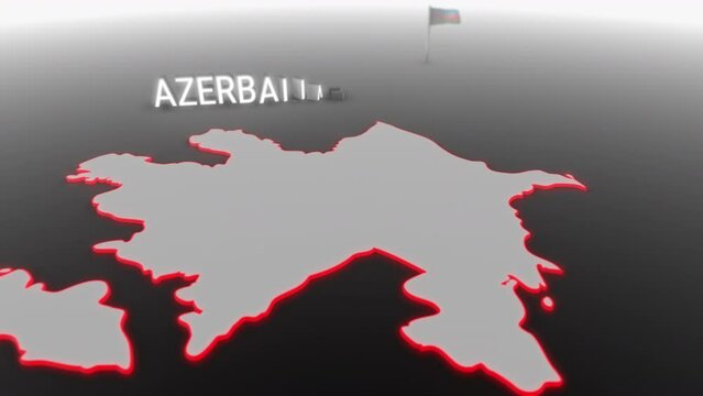 3d animated map of Azerbaijan gets hit and fractured by the text &ldquo;War&rdquo;