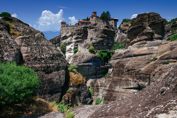 View of the Meteora monasteries. Kalambaka. Greece. UNESCO World Heritage List. - 667267125