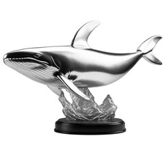 Statue - silver whale statue isolated on transparent background