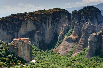 View of the Meteora monasteries. Kalambaka. Greece. UNESCO World Heritage List. - 667267142