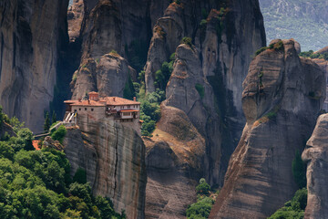 View of the Meteora monasteries. Kalambaka. Greece. UNESCO World Heritage List. - 667267144