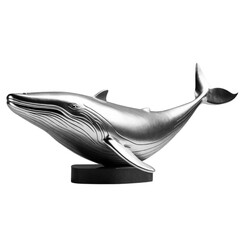 Statue - silver whale statue isolated on transparent background (2)