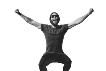 Crazy hipster guy emotions. Collage in magazine retro style 