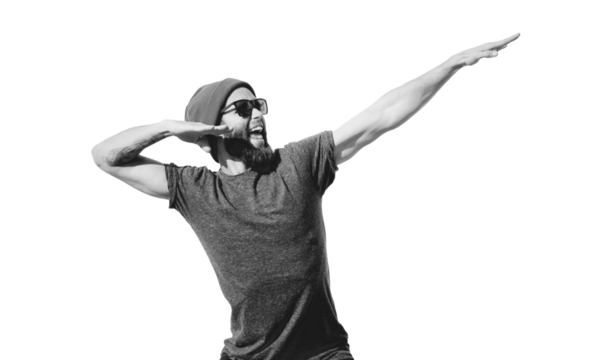 Crazy hipster guy emotions. Collage in magazine retro style 