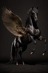 Black gold winged Horse
