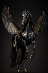 Black gold winged Horse