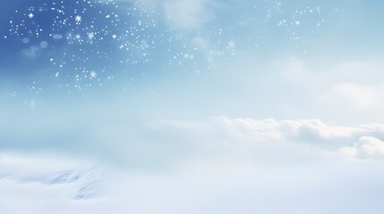 Winter space of snow. Winter snow background with snowflake with beautiful light and snow flakes on the blue sky. banner format.
