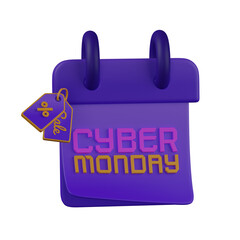 PSD 3d render cyber monday calendar illustration