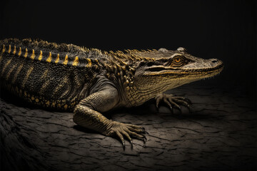 Naklejka premium Black gold Crocodile