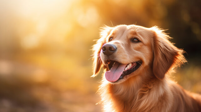 Joyful Dog's Golden Retriever Studio Smiles: Perfect Images for Pet-Related Ads and Animal Love Designs