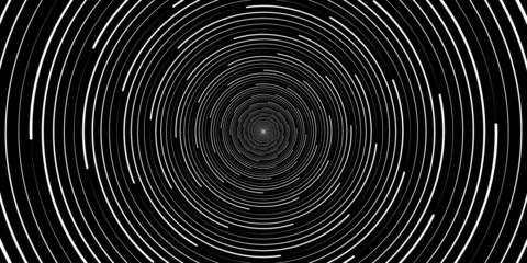 Tuinposter Abstract background with concentric circles in black and white colors. Radiating lines. Vector Illustration. © Darcraft