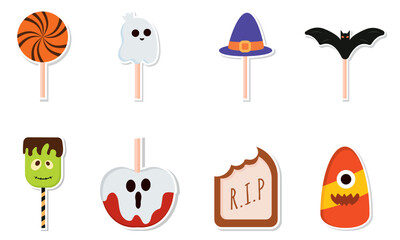 Set of cute halloween candies icons Vector