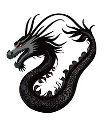 伝説上の生物ドラゴン龍 ,竜のベクターイラスト　辰年　年賀状素材白背景