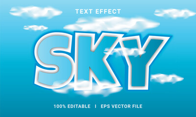 Sky text effect editable modern lettering font style