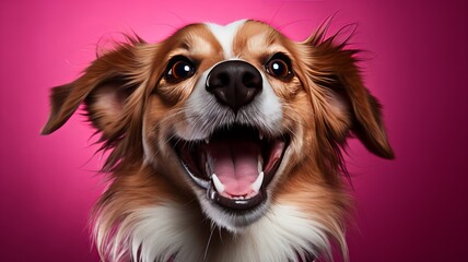 Close-up Portrait of Domestic Canine on Colored Background