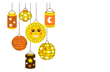 Vector Lanterns composition for saint martin day traditional in Germany