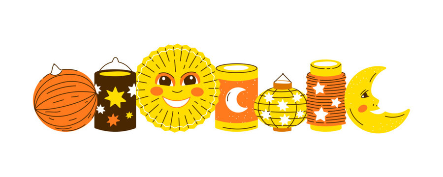 Vector Lanterns composition for saint martin day traditional in Germany