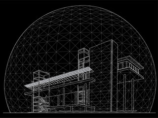 Richard Buckminster Fuller • Montreal Biosphere • Montreal, Quebec, Canada - Negative - obrazy, fototapety, plakaty