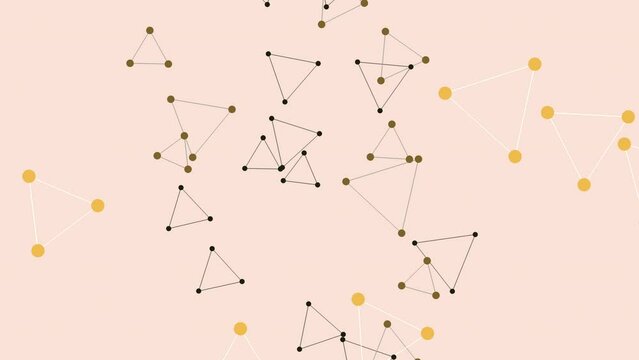 The image illustrates a network of triangles and dots where triangles denote nodes and dots denote connections. Dots are adorned with varying shades