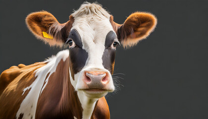 funny cow head from farm in png isolated on transparent background