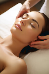 Obraz na płótnie Canvas spa scene: woman getting massage