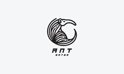 Ant eater vector logo icon illustration minimalistic design