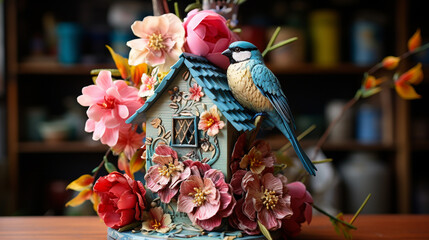 Decoupage birdhouse: A birdhouse adorned with charming bird and floral decoupage, making it a cozy haven for feathered friends