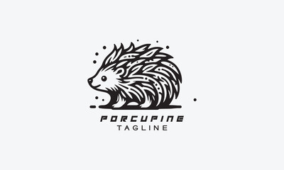 Porcupine vector logo icon illustration minimalistic design