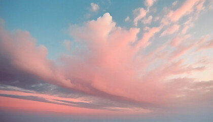 Fototapeta na wymiar heaven dusk pastel sky horizon scene with fluffy coral pink clouds hd phone wallpaper ai generated