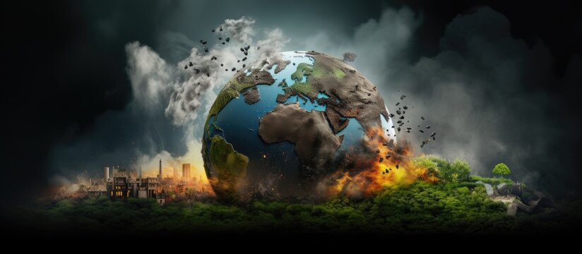 Earth s Eco Solution Concept A polluted half sphere showing industrial destruction alongside a clean green side thriving with wildlife