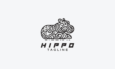 Hippo vector, logo, icon, illustration, minimalistic design