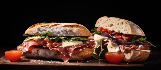 A tomato lamprey sandwich and a provola cheese and finocchiona salami sandwich