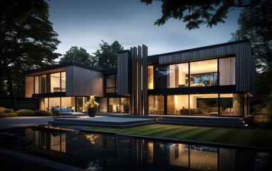 Luxurious modern house in negative space style