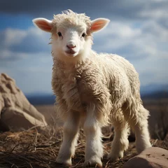 Foto auf Acrylglas little lamb standing on a meadow © bmf-foto.de